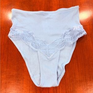 HANRO OF SWITZERLAND**Light Blue Lace Trim High-Waisted Briefs***Small $128